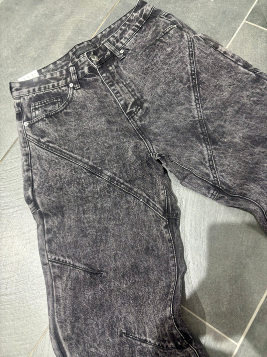 Jeans Flaire Zip Washed Black