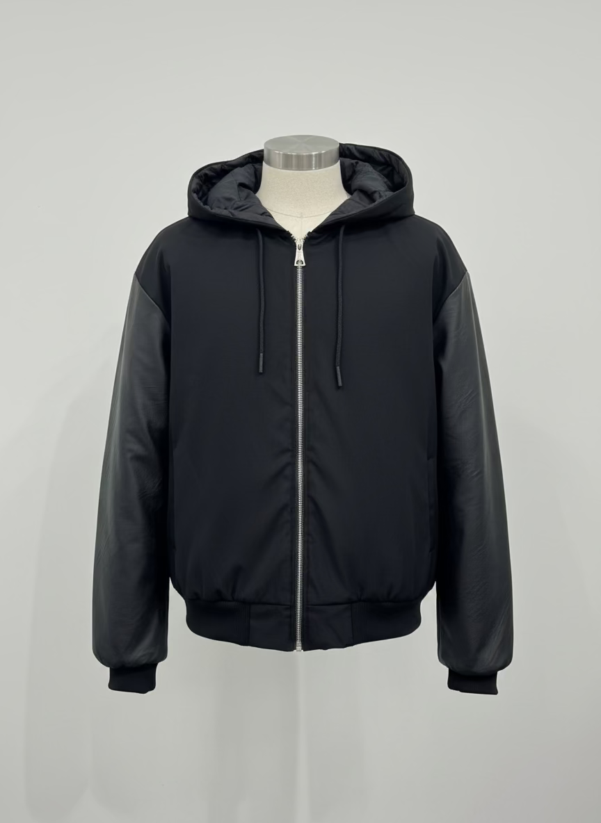 Bomber Black Hooded