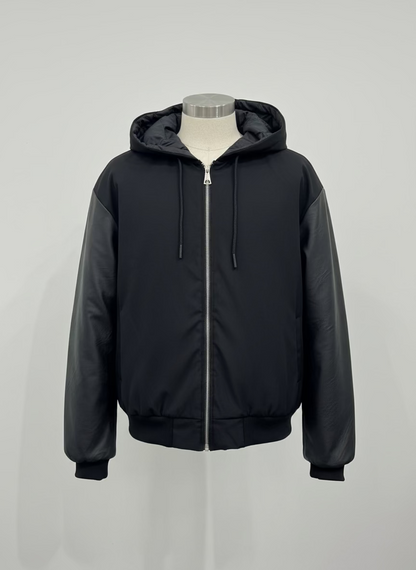 Bomber Black Hooded