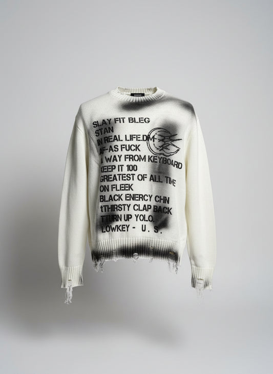 Maglione destroyed "text print"