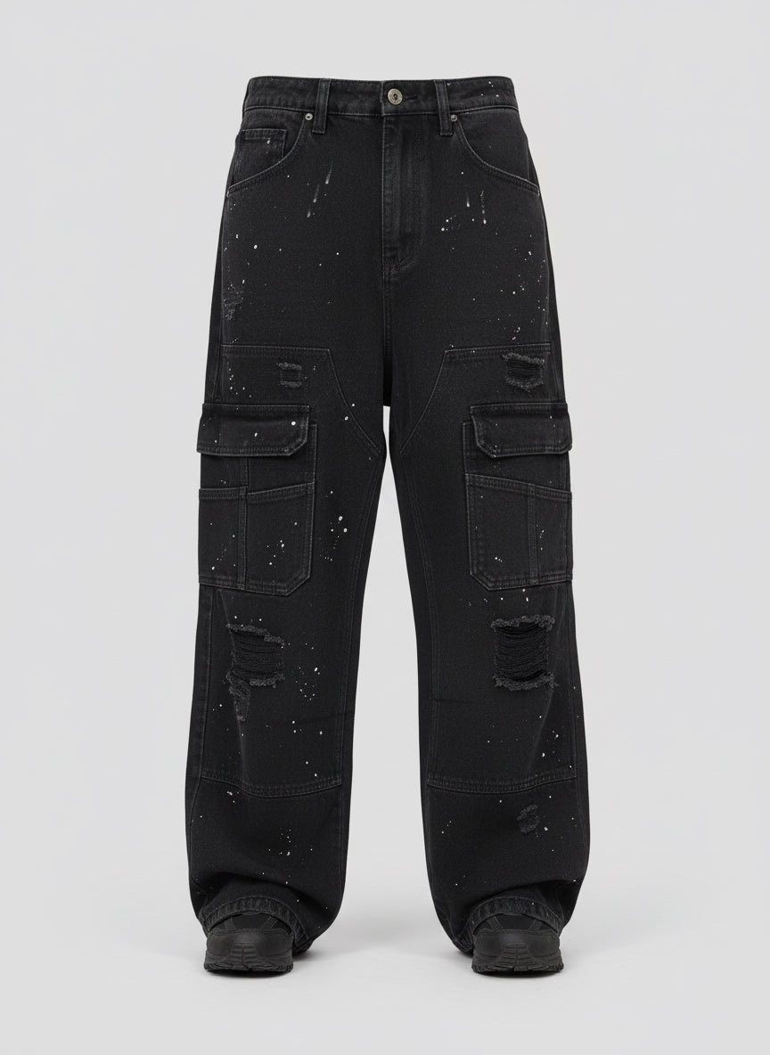 Jeans cargo effetto vintage